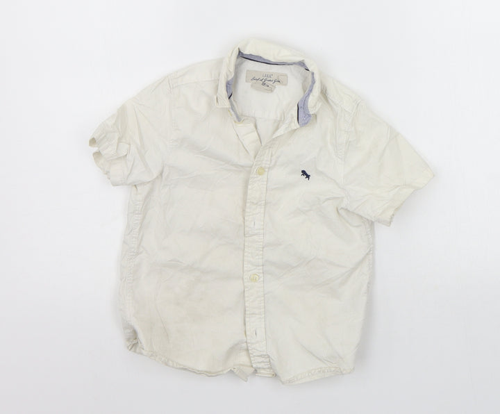 H&M Girls White Houndstooth Basic Button-Up Size 6-7 Years