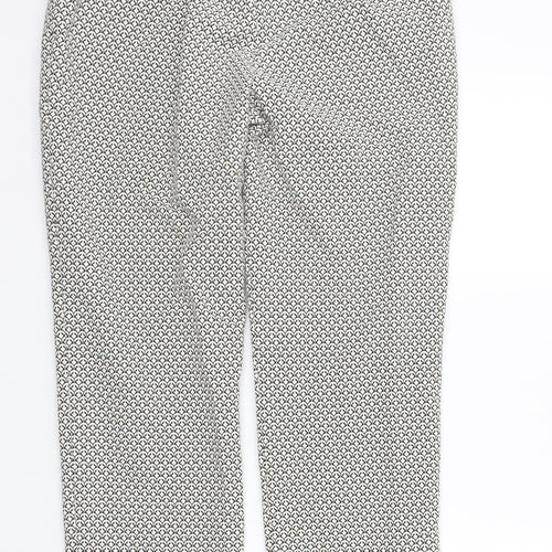 Marks and Spencer Womens White Geometric  Trousers  Size 14 L25 in