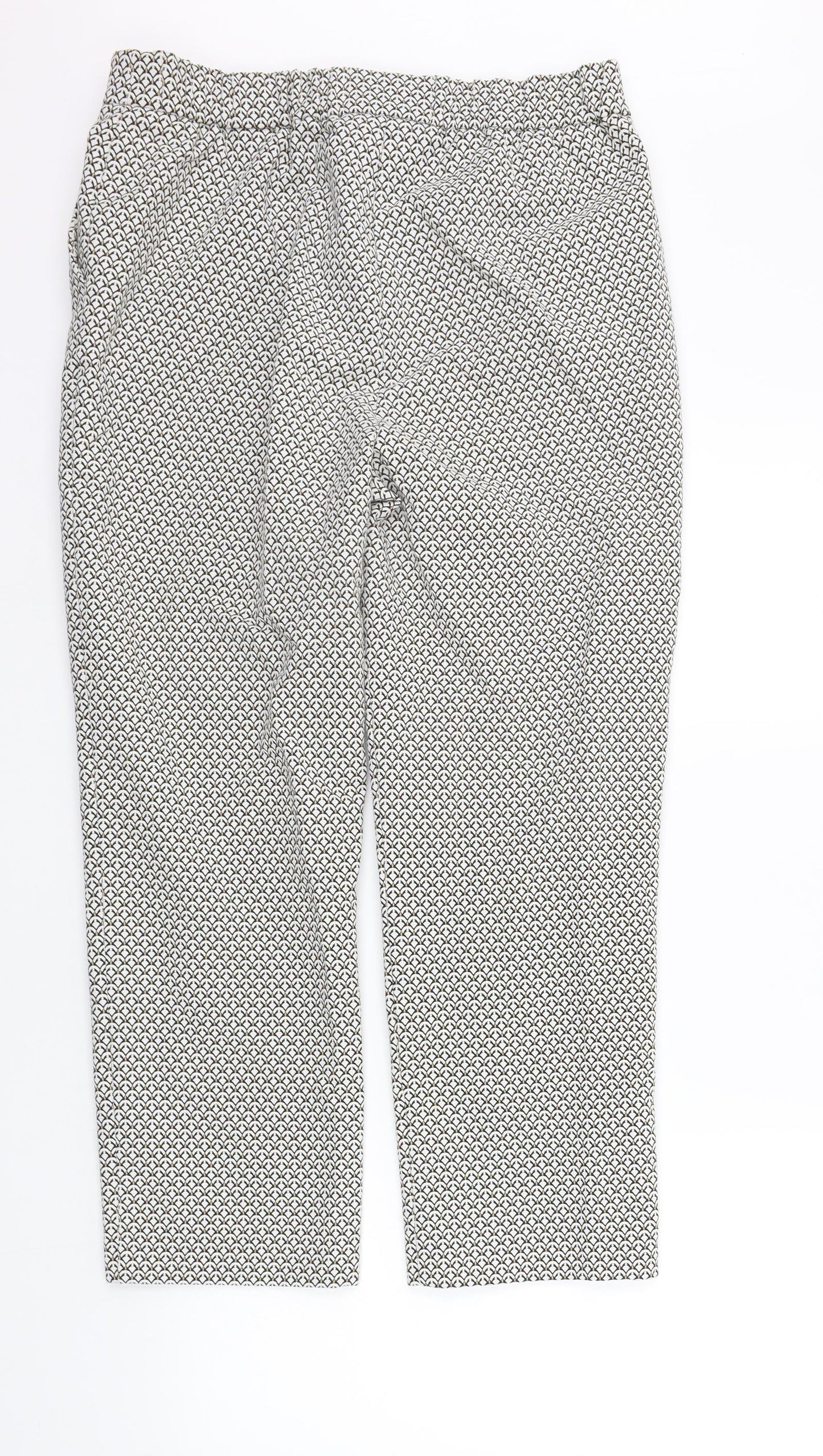 Marks and Spencer Womens White Geometric  Trousers  Size 14 L25 in