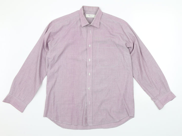 BHS Mens Purple Button-Up Size 15.5