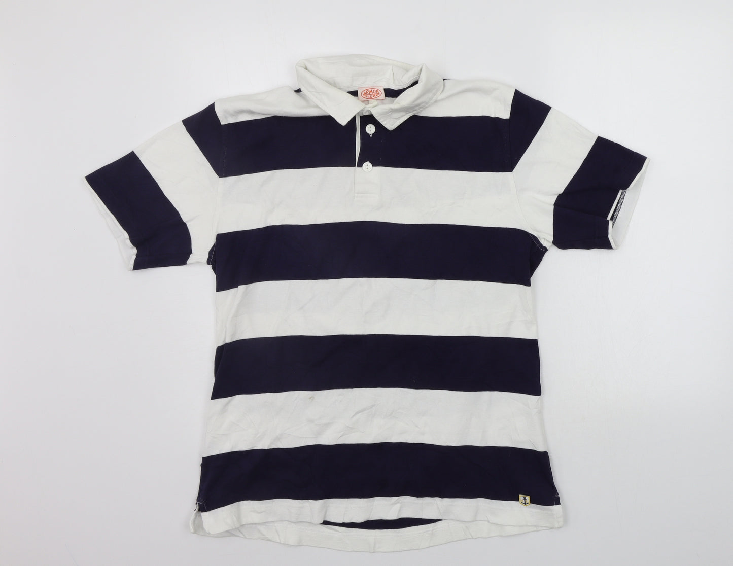 Armor Lux Mens Blue Striped   Polo Size L
