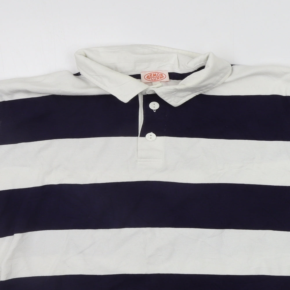 Armor Lux Mens Blue Striped   Polo Size L