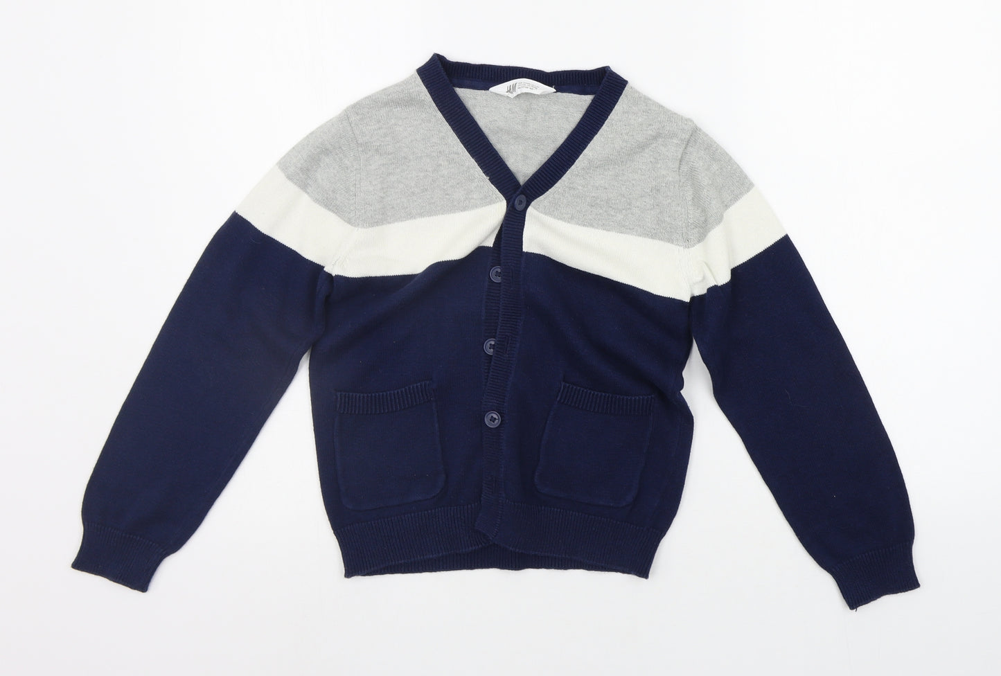 H&M Boys Blue   Cardigan Jumper Size 7-8 Years