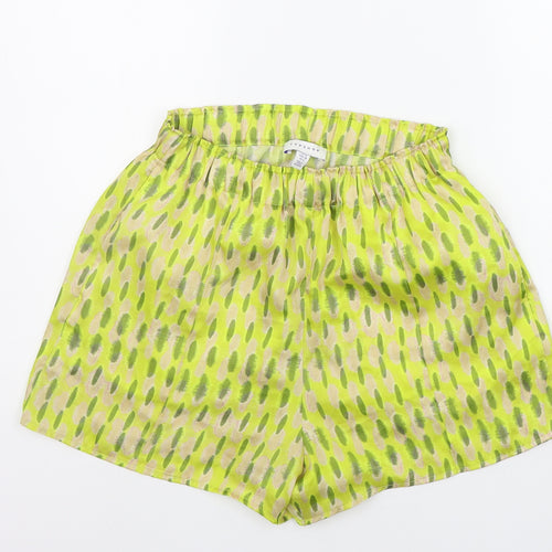 Topshop Womens Yellow Floral  Sweat Shorts Size 10 - Elasticated Waist