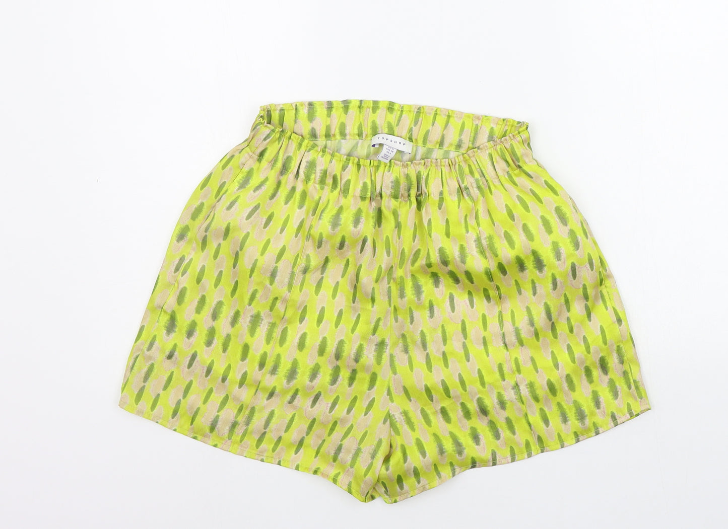 Topshop Womens Yellow Floral  Sweat Shorts Size 10 - Elasticated Waist