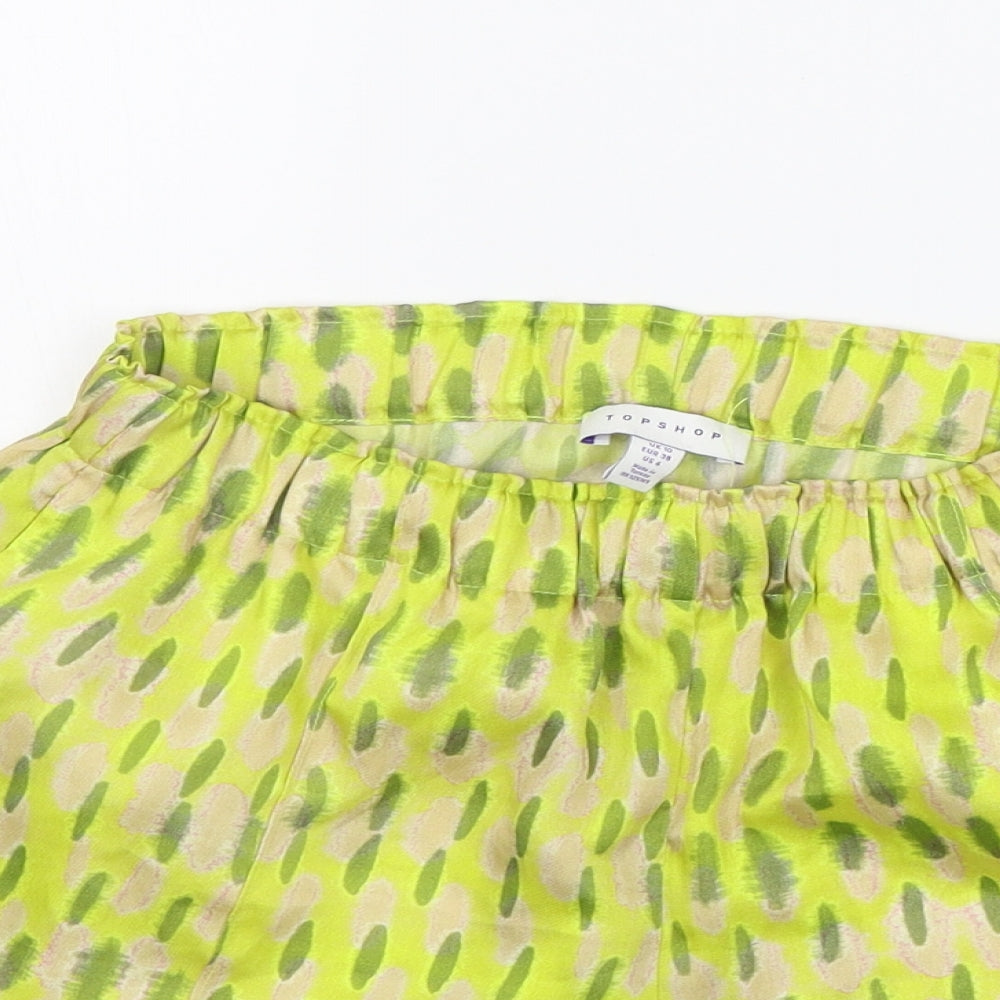 Topshop Womens Yellow Floral  Sweat Shorts Size 10 - Elasticated Waist
