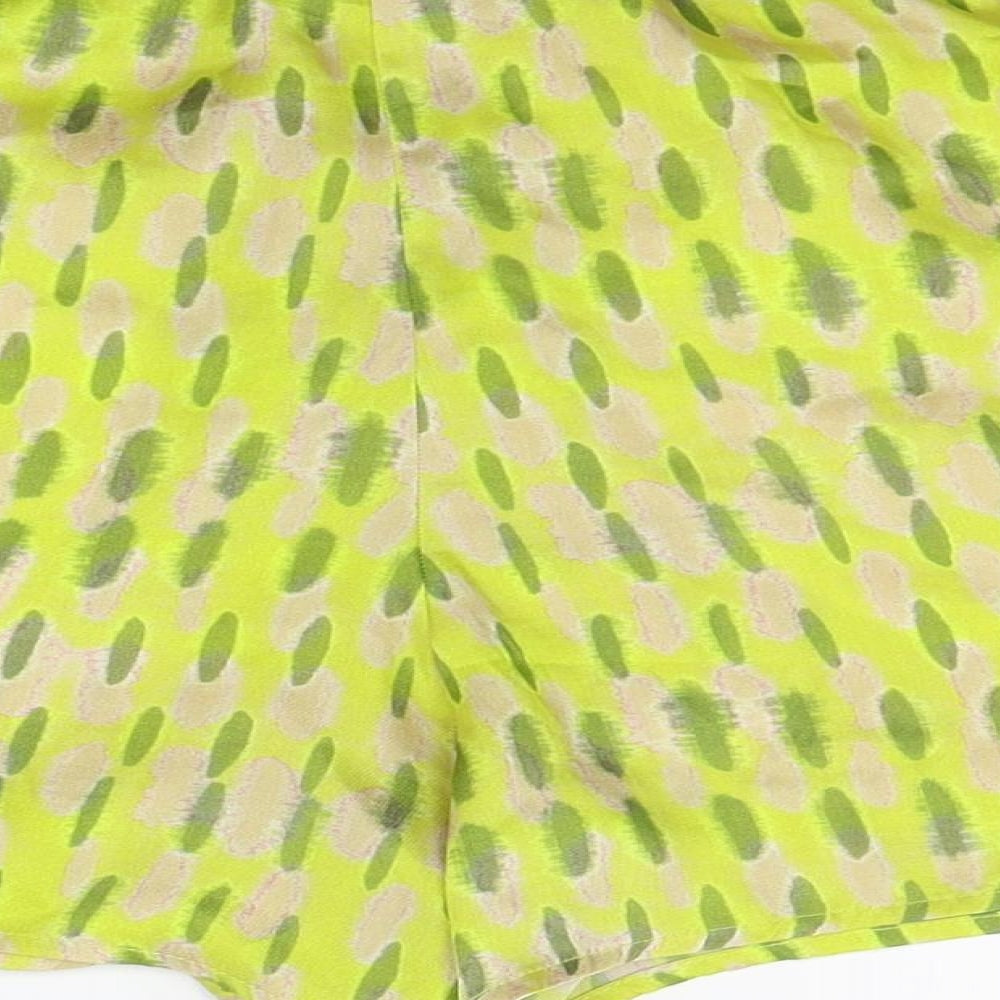 Topshop Womens Yellow Floral  Sweat Shorts Size 10 - Elasticated Waist