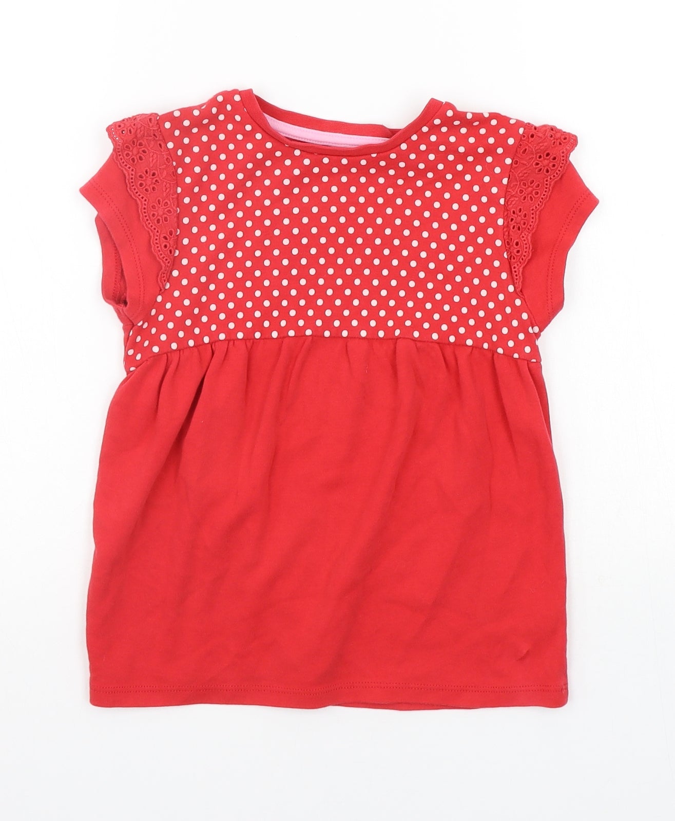 George Girls Red Polka Dot  Basic T-Shirt Size 6-7 Years