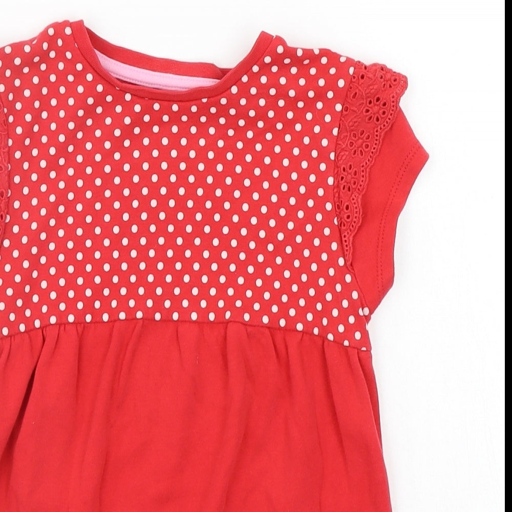 George Girls Red Polka Dot  Basic T-Shirt Size 6-7 Years