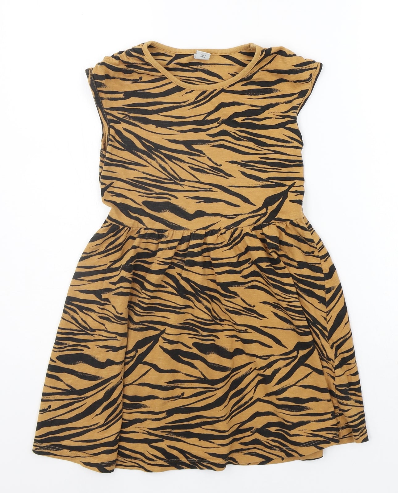 TU Girls Beige Animal Print  A-Line  Size 7 Years