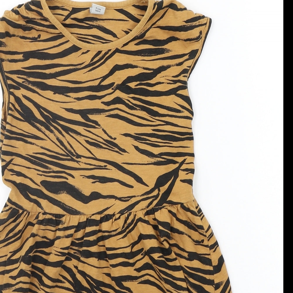 TU Girls Beige Animal Print  A-Line  Size 7 Years