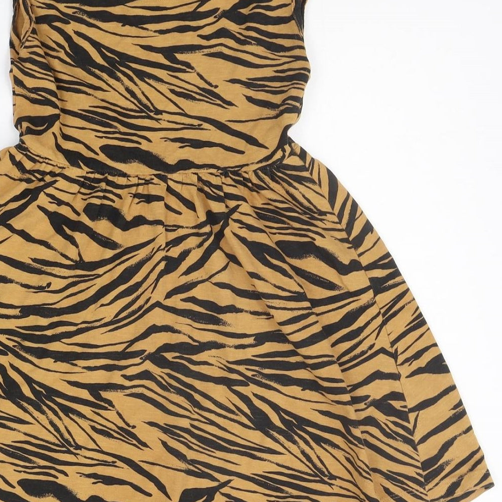 TU Girls Beige Animal Print  A-Line  Size 7 Years