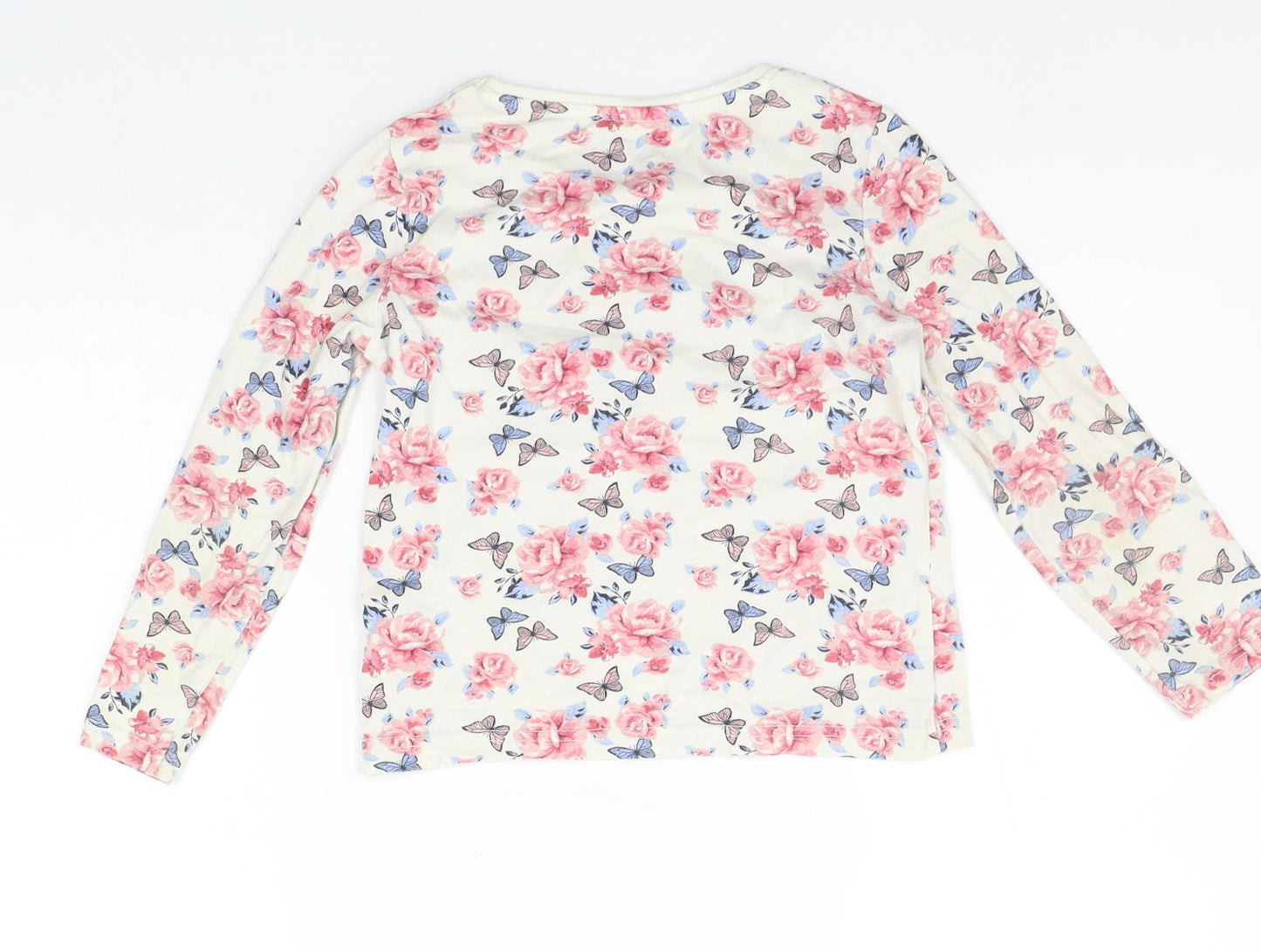 Primark Girls White Fair Isle  Basic T-Shirt Size 5-6 Years