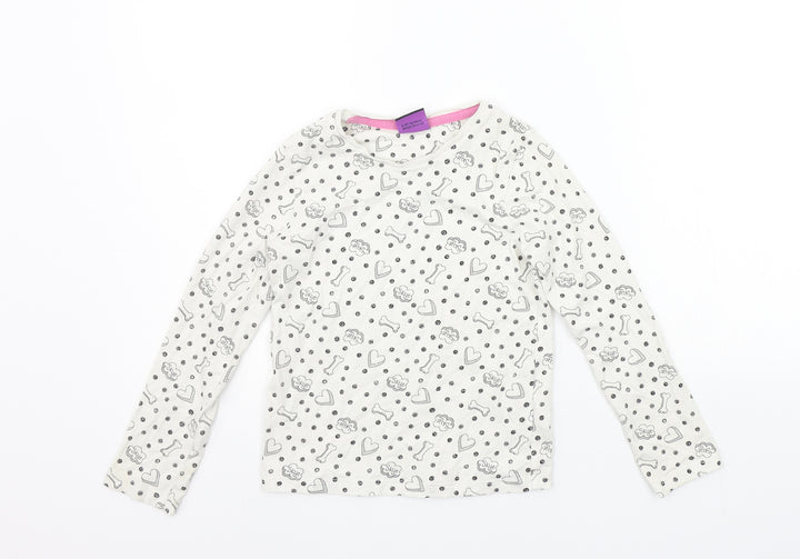 George Boys White Geometric Basic T-Shirt Size 6-7 Years