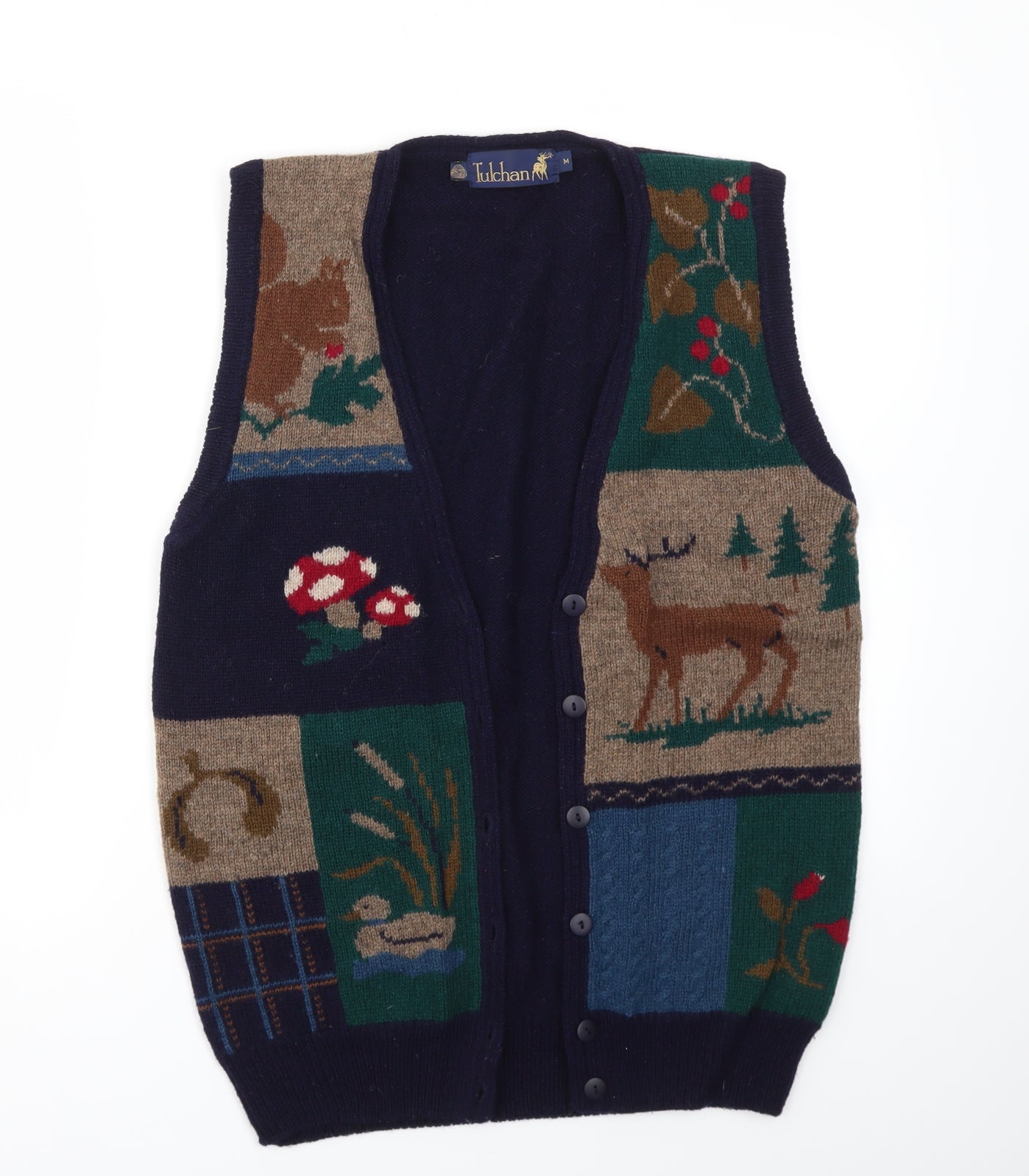Tulchan Mens Multicoloured   Cardigan Jumper Size M