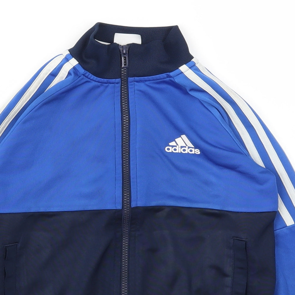 adidas Boys Blue Striped  Full Zip Jumper Size 7-8 Years