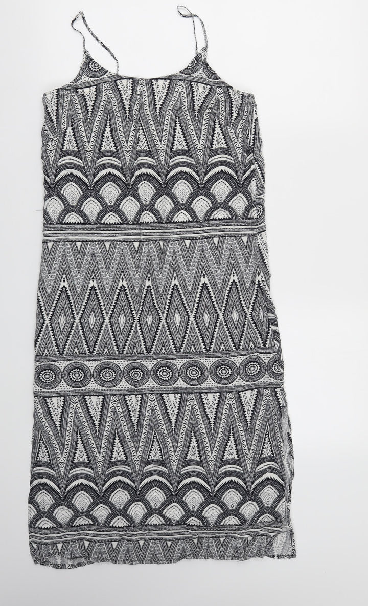 H&M Womens Black Geometric Fit & Flare Size 4