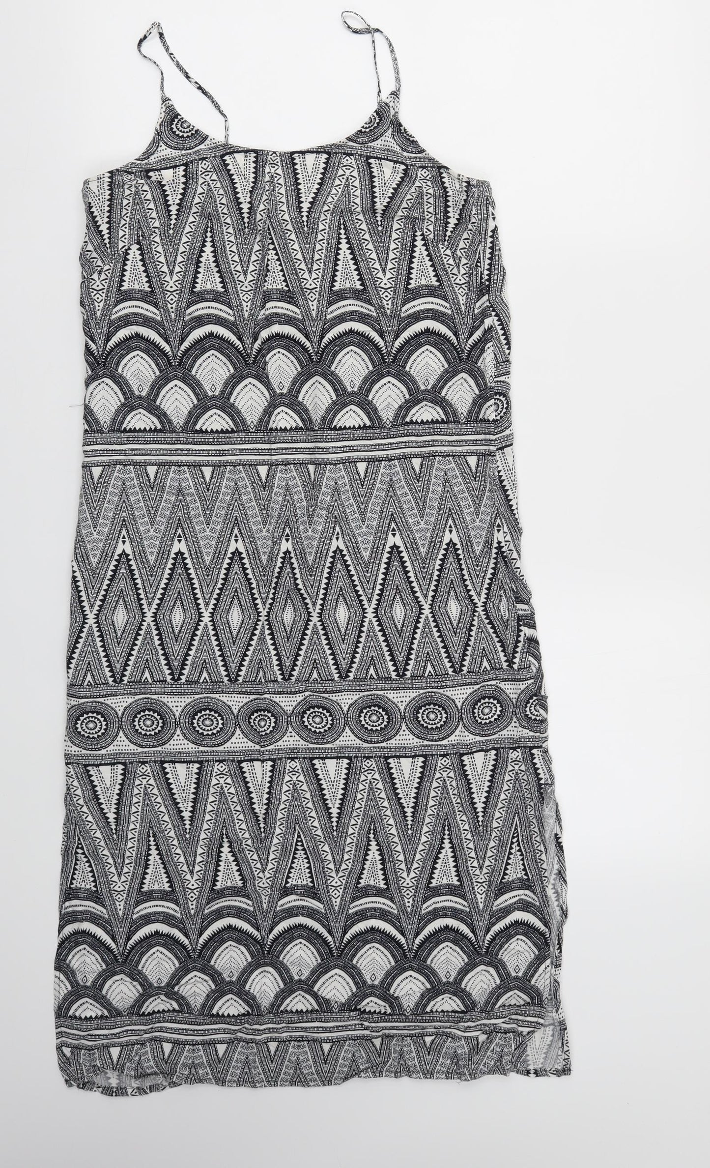 H&M Womens Black Geometric  Fit & Flare  Size 4