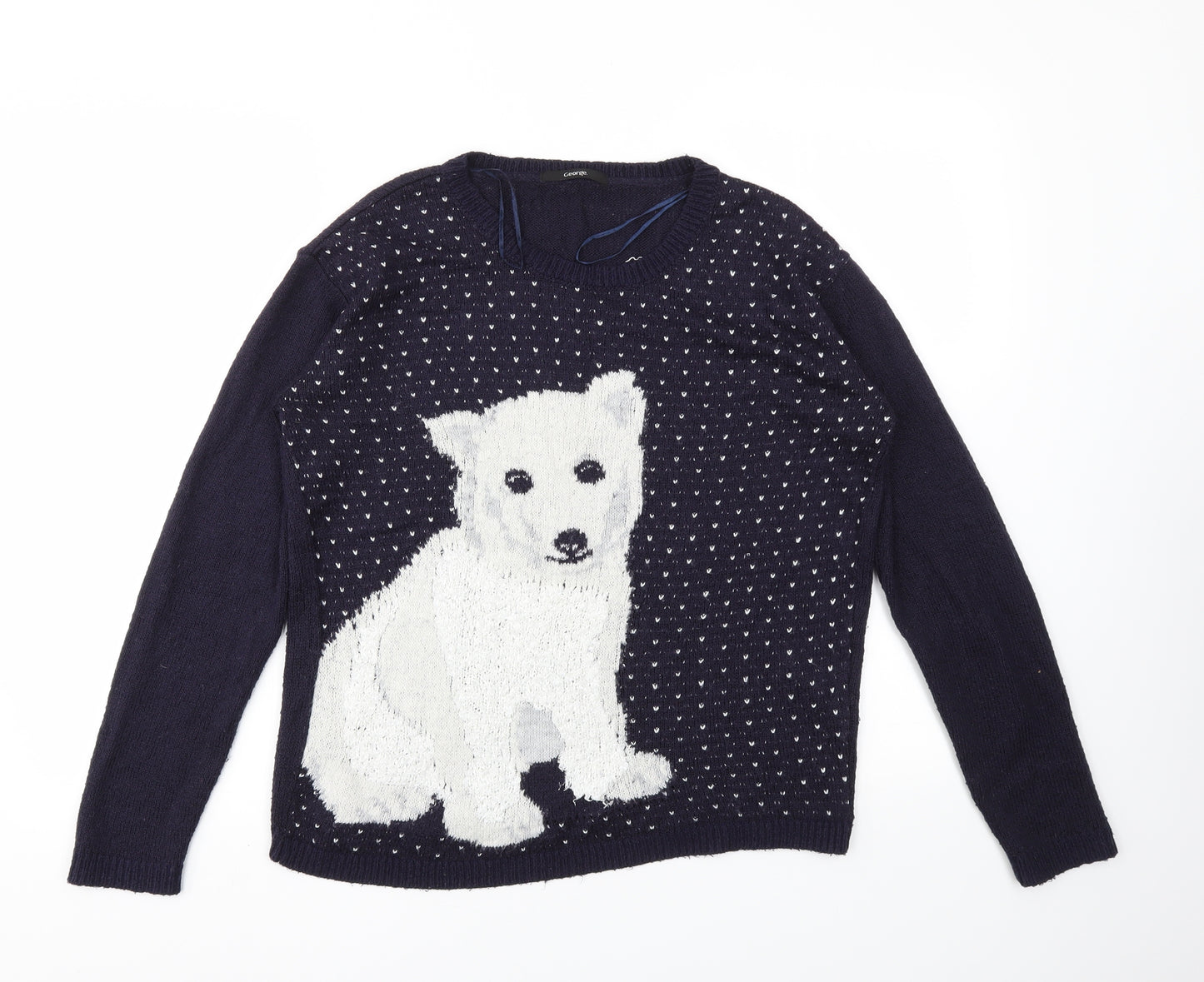 George Womens Blue Animal Print  Pullover Jumper Size 10