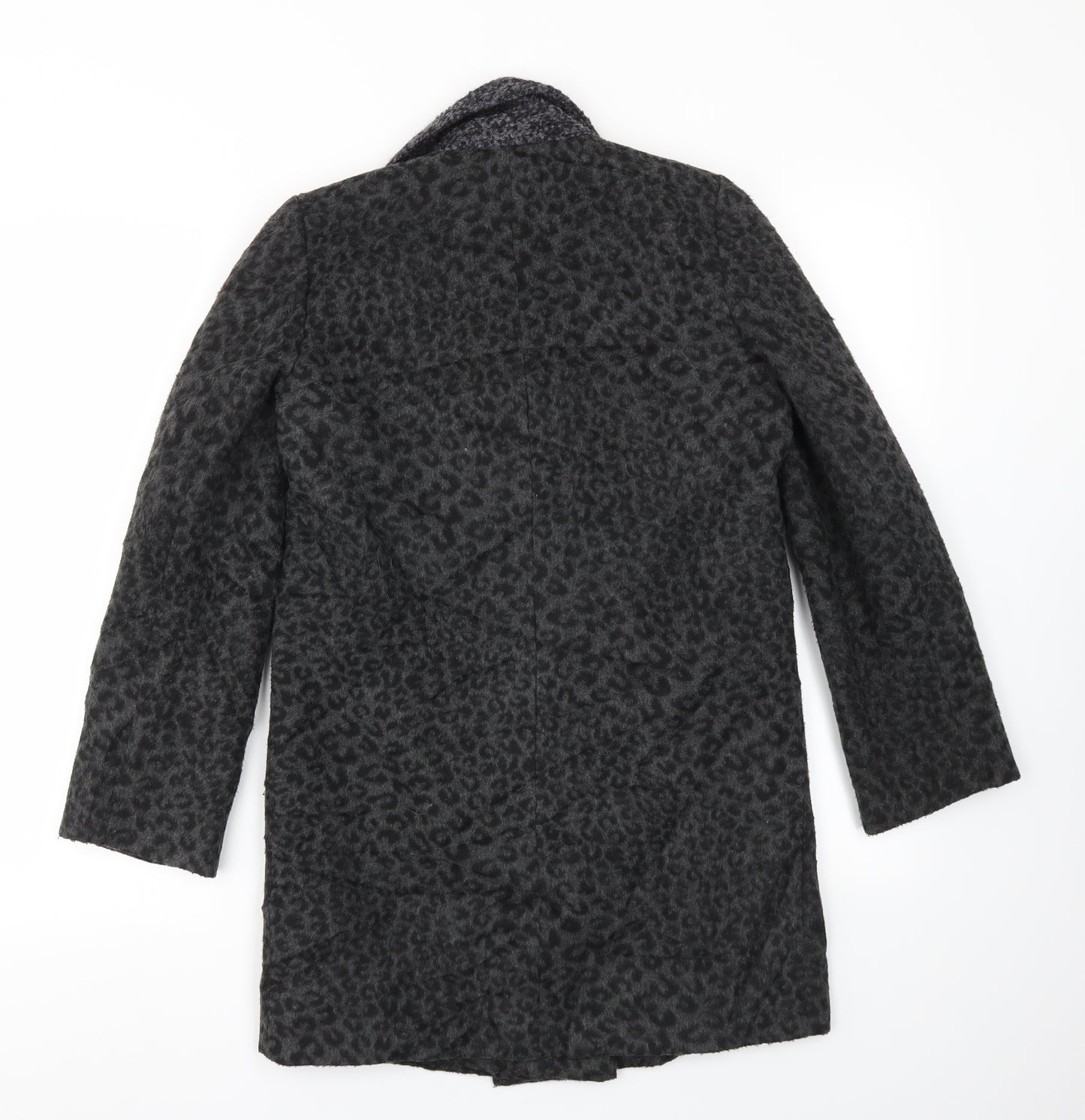 JHON LEWIS Girls Black Animal Print  Basic Coat Coat Size 11 Years