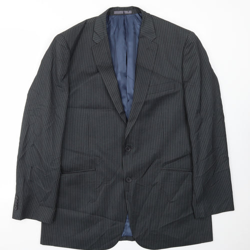 Aspen & Court Mens Grey Striped  Jacket Blazer Size 44