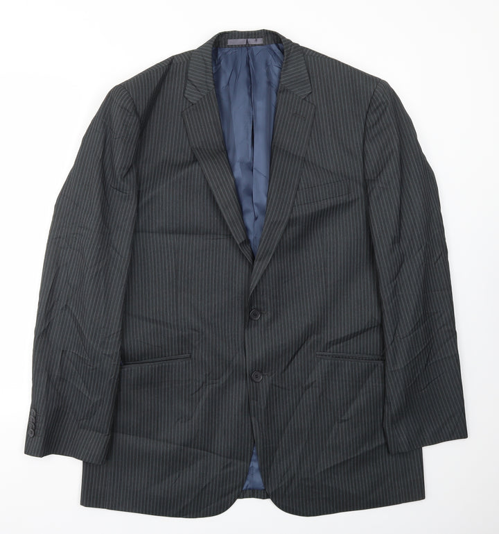 Aspen & Court Mens Grey Striped Jacket Blazer Size 44