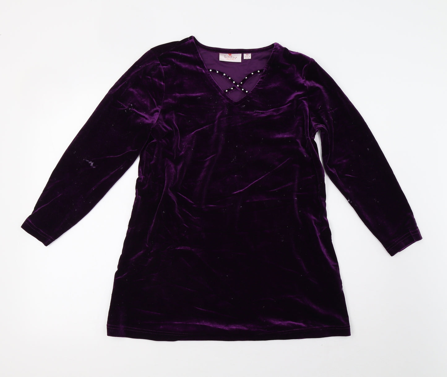 Preworn Womens Purple  Velvet Basic T-Shirt Size XS