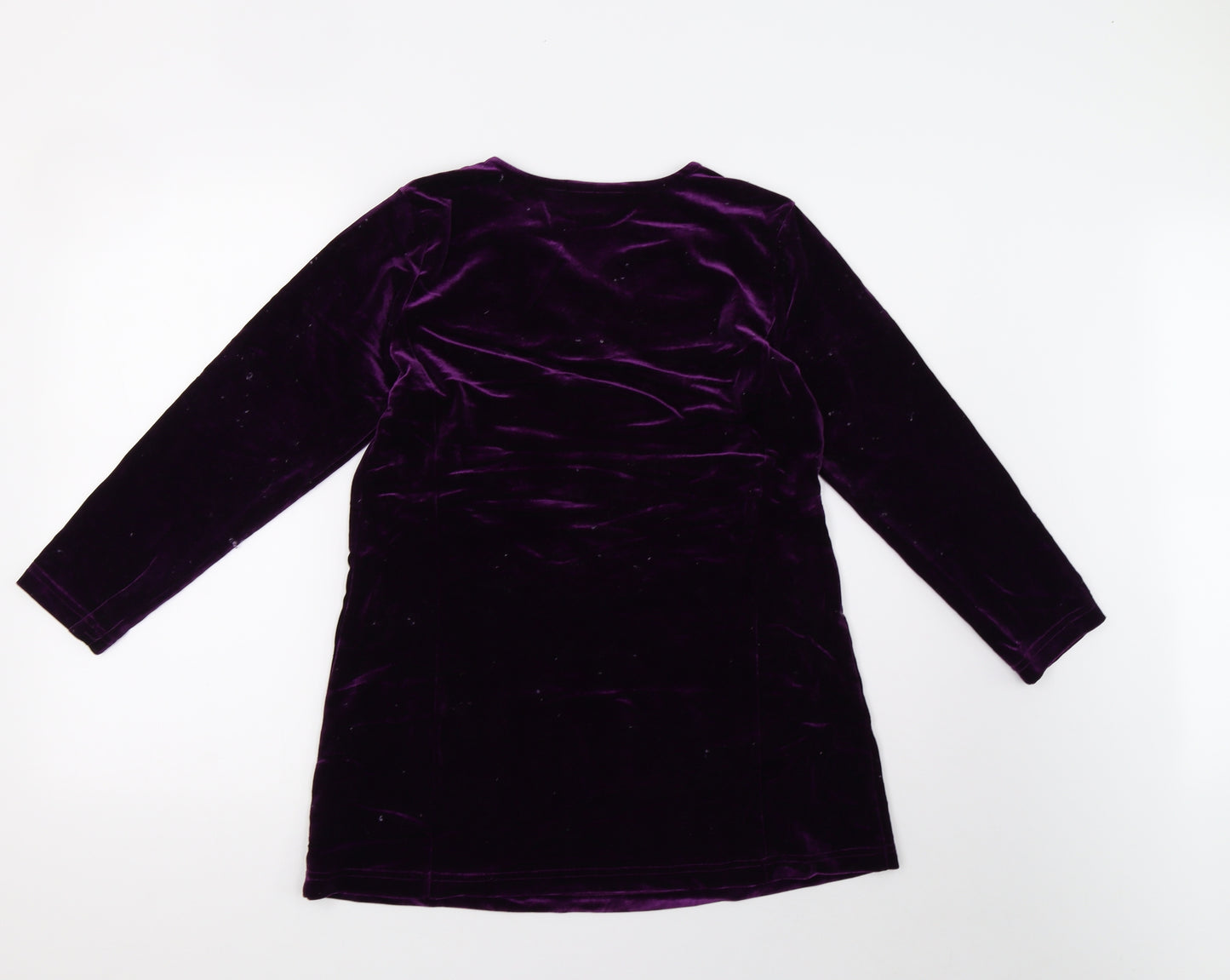 Preworn Womens Purple  Velvet Basic T-Shirt Size XS