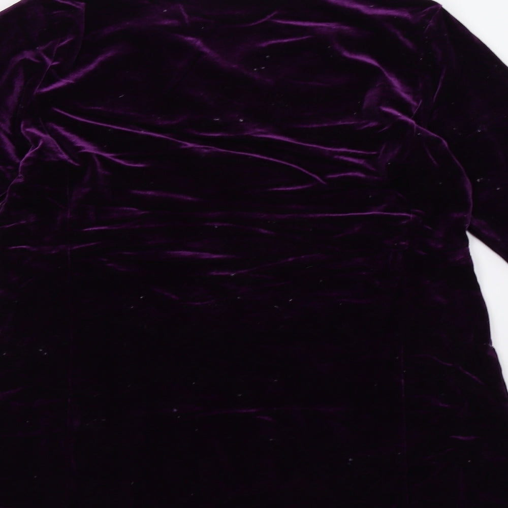 Preworn Womens Purple  Velvet Basic T-Shirt Size XS