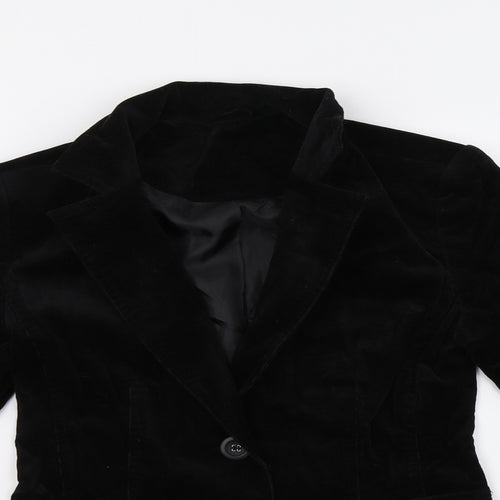 New Look Womens Black  Velvet Jacket Blazer Size 10