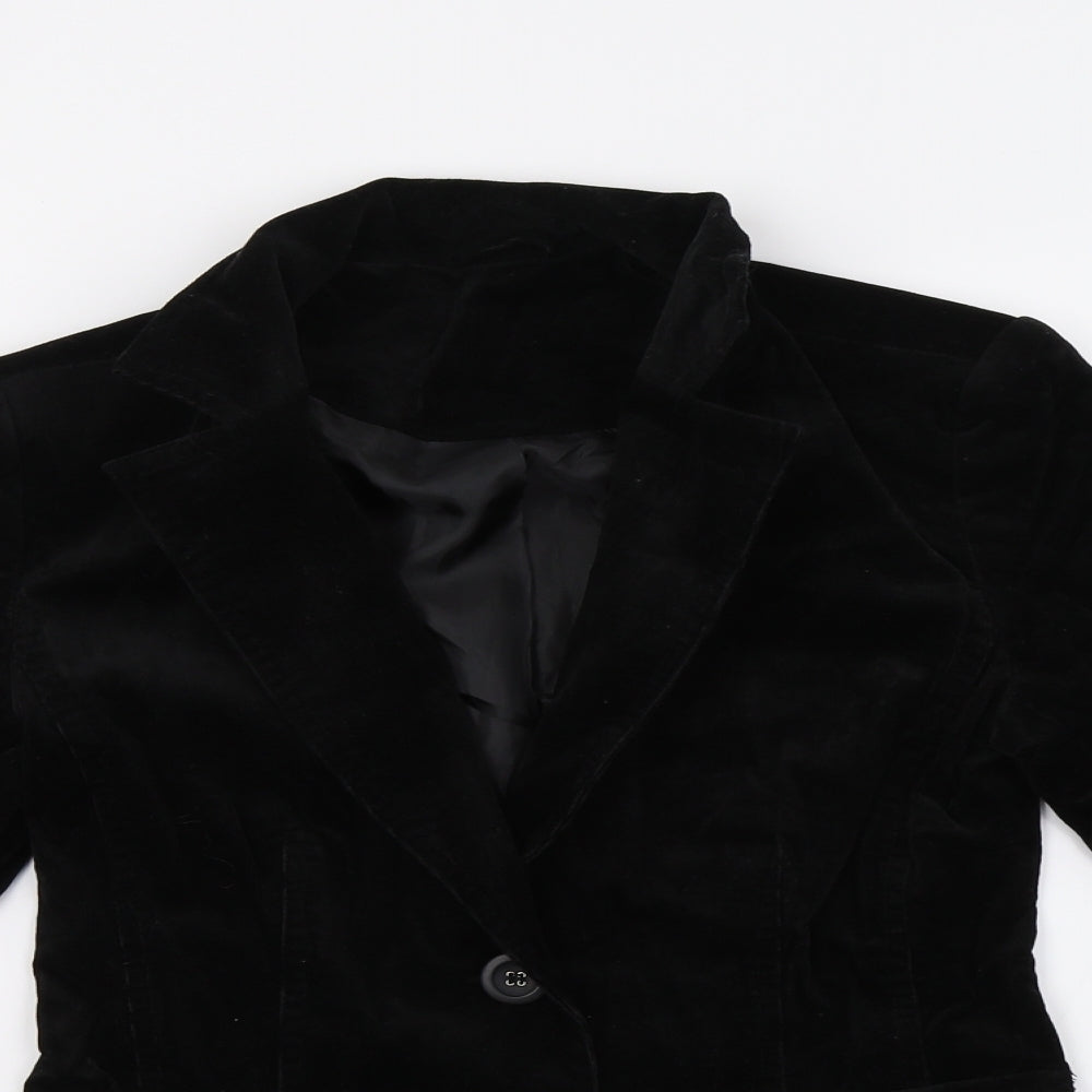 New Look Womens Black  Velvet Jacket Blazer Size 10