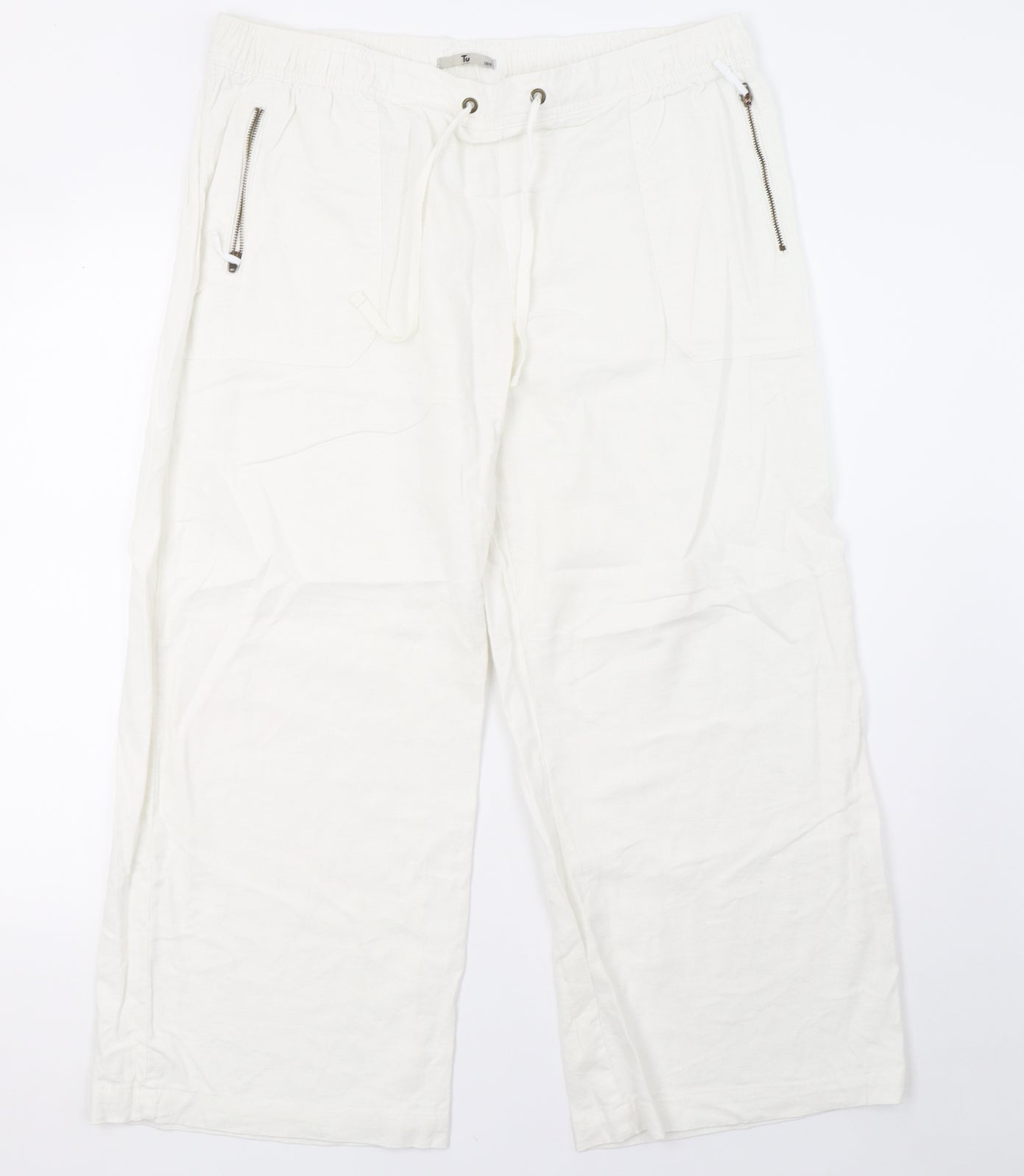 Sainsburys Womens White   Trousers  Size 16 L28 in