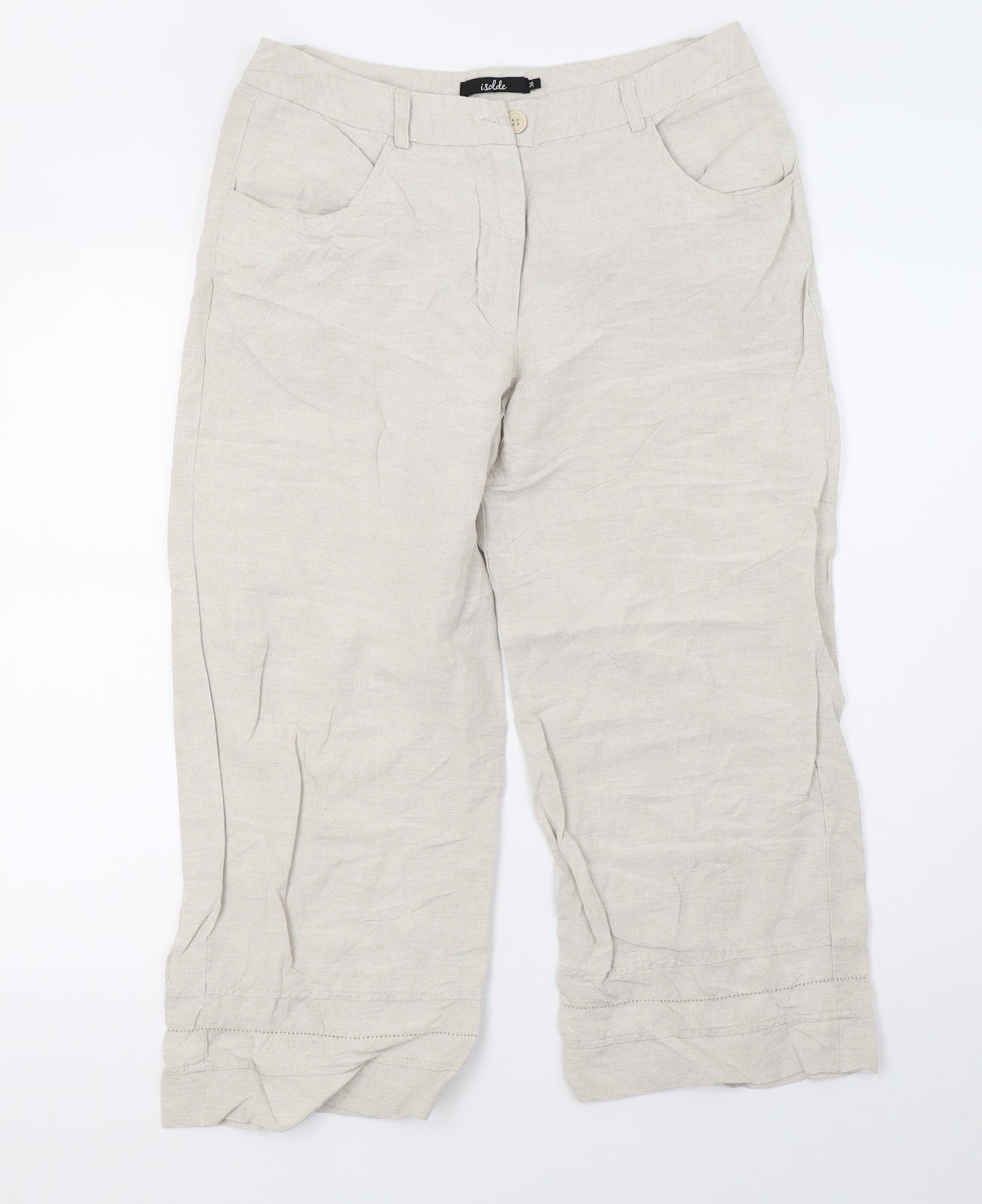 isolde Womens Beige   Cropped Trousers Size 16 L22 in