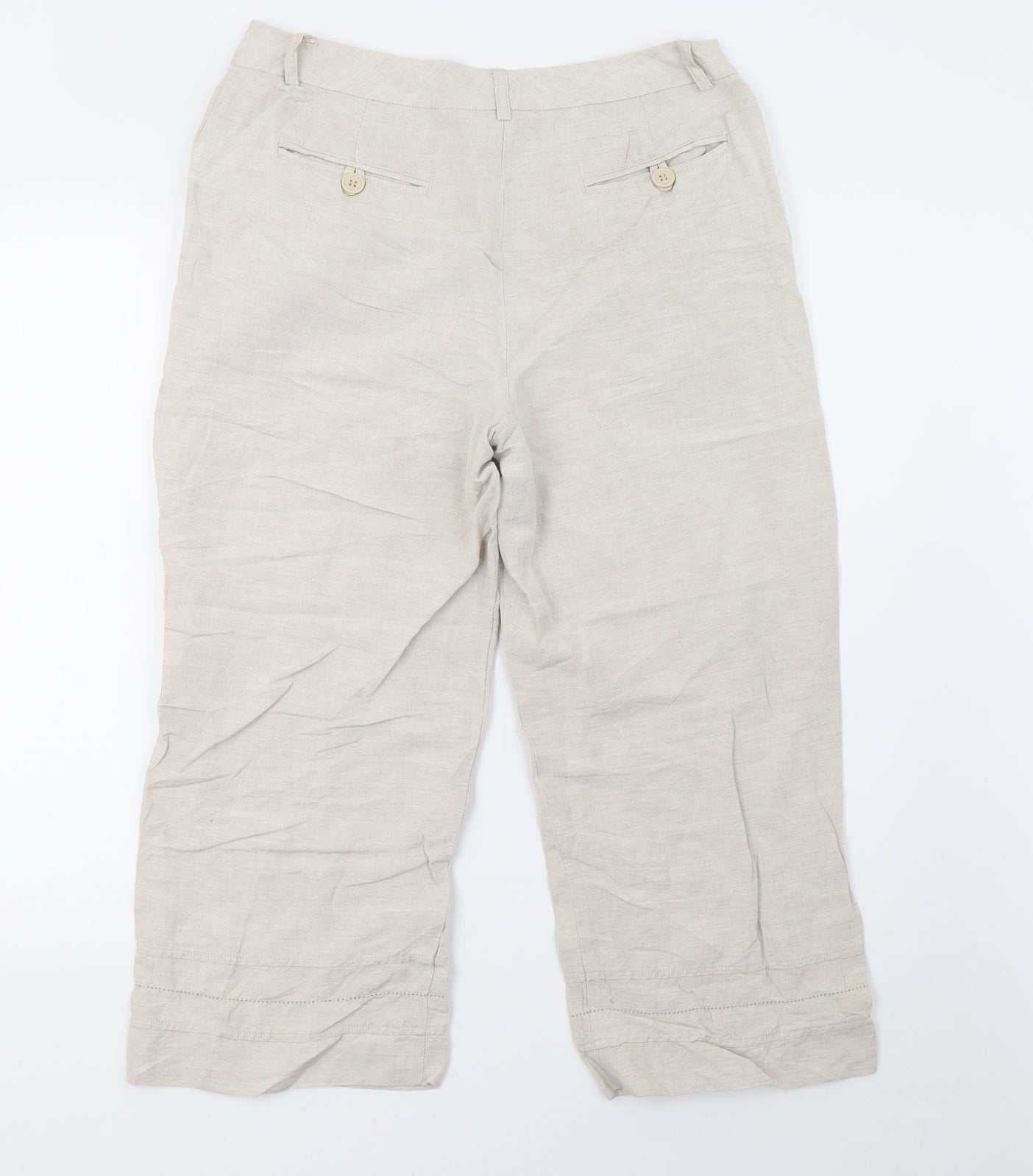 isolde Womens Beige   Cropped Trousers Size 16 L22 in