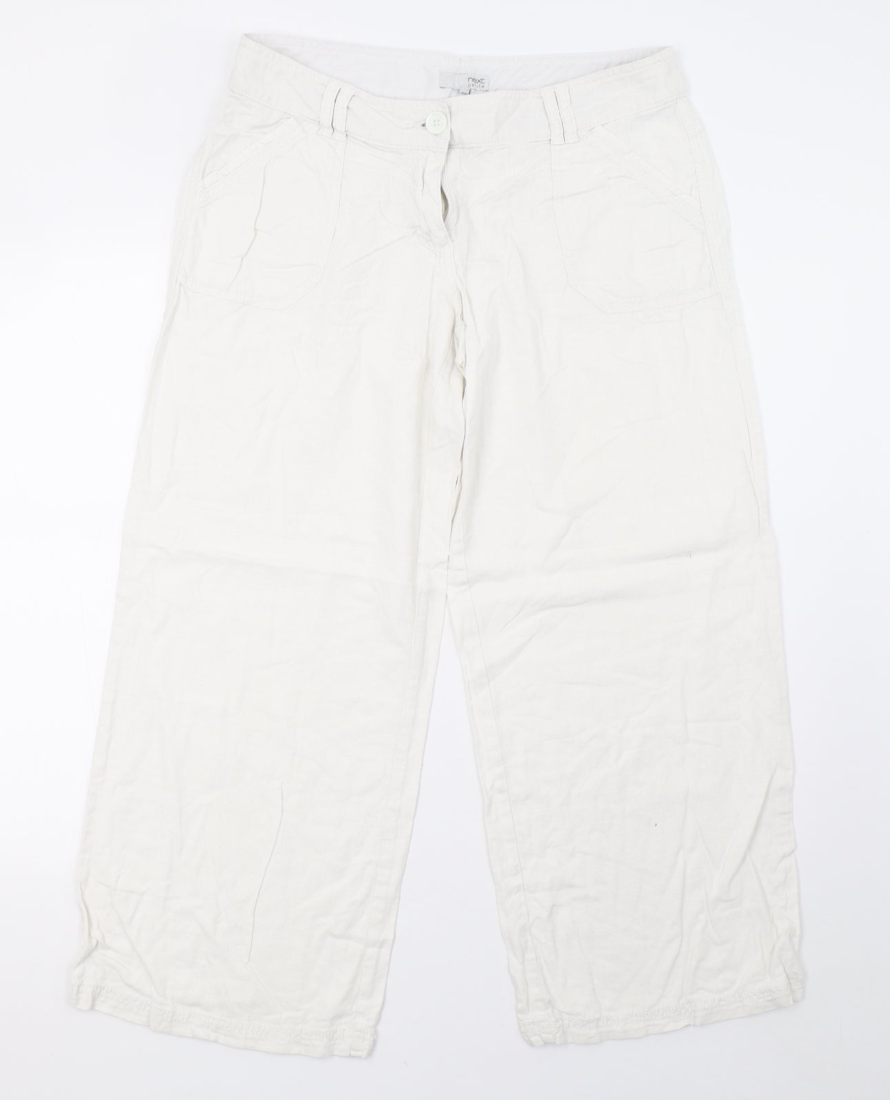 NEXT Womens White   Trousers  Size 14 L27 in
