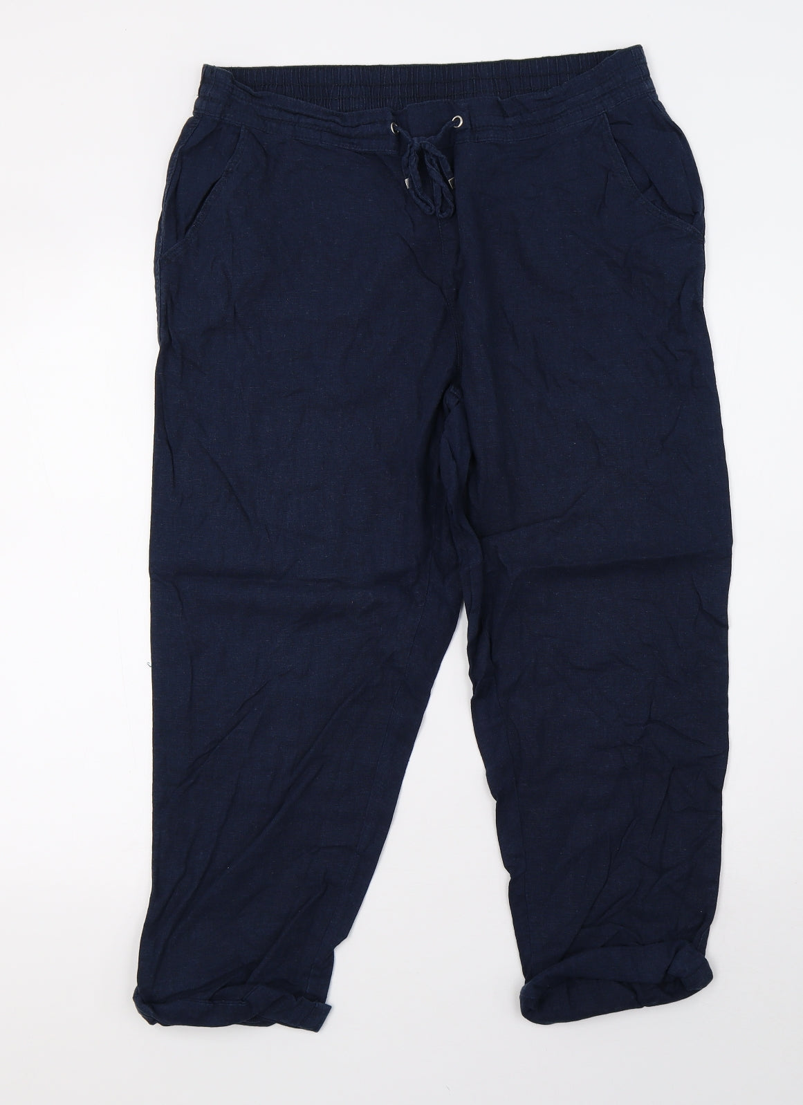 Peacocks Womens Blue   Cropped Trousers Size 14 L26 in