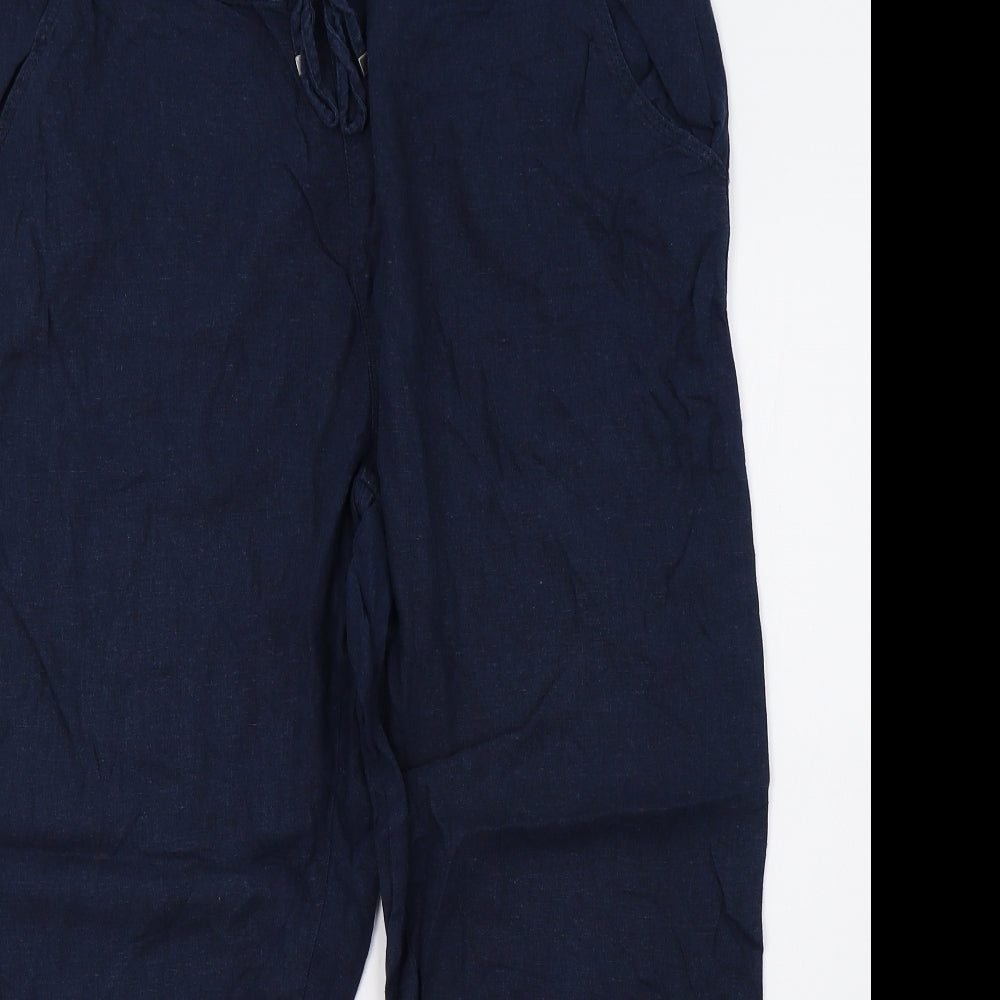 Peacocks Womens Blue   Cropped Trousers Size 14 L26 in