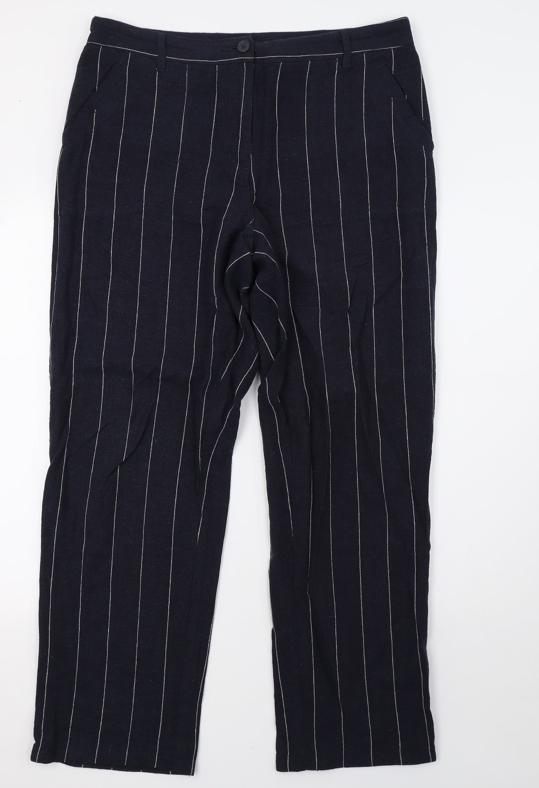 Cotton Traders Womens Blue Striped  Trousers  Size 16 L30 in