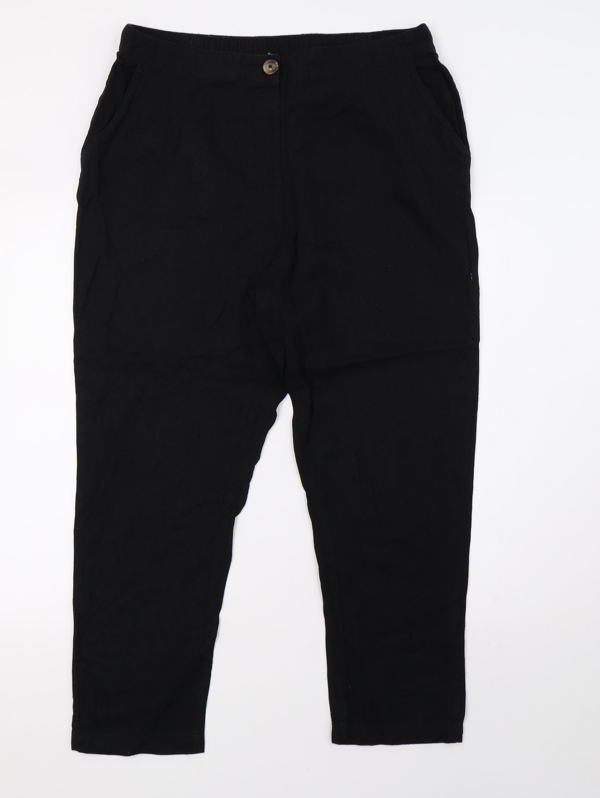Peacocks Womens Black   Trousers  Size 12 L28 in