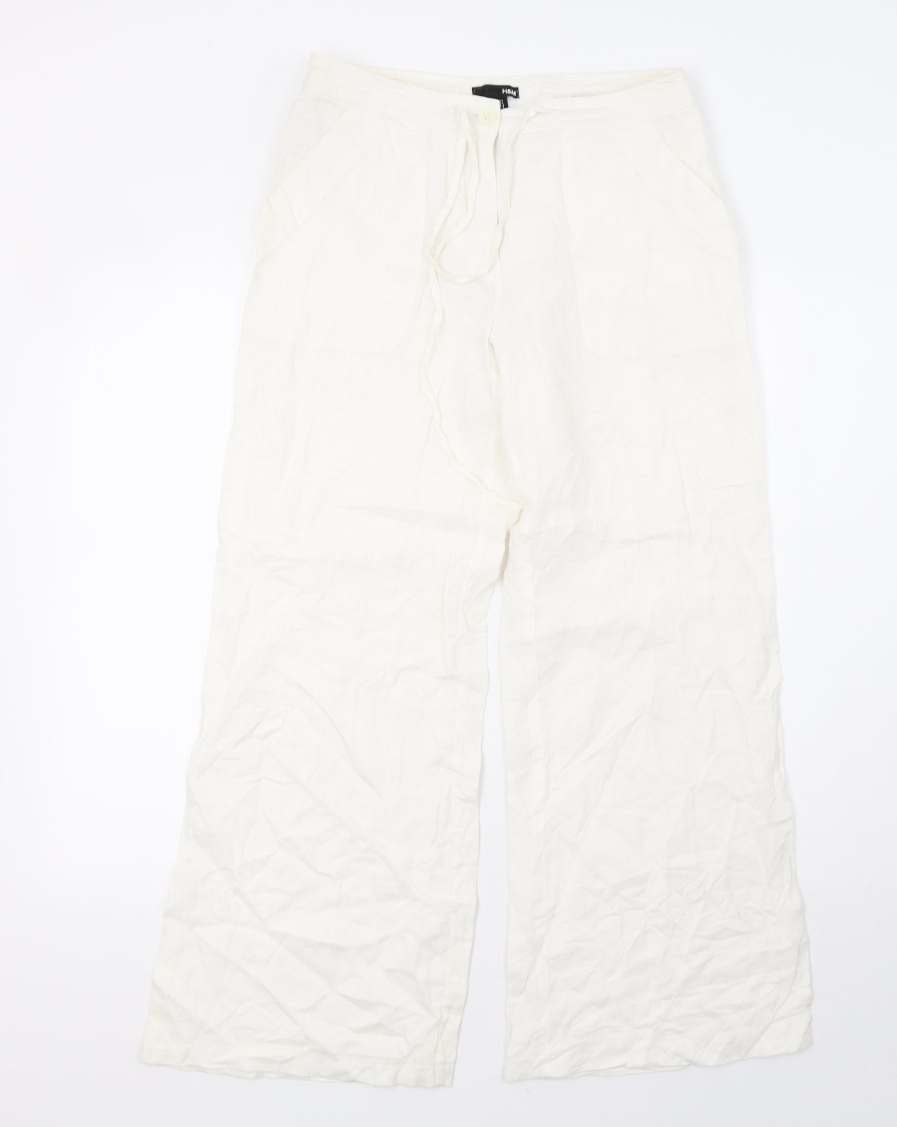 H&M Womens White   Trousers  Size 10 L28 in