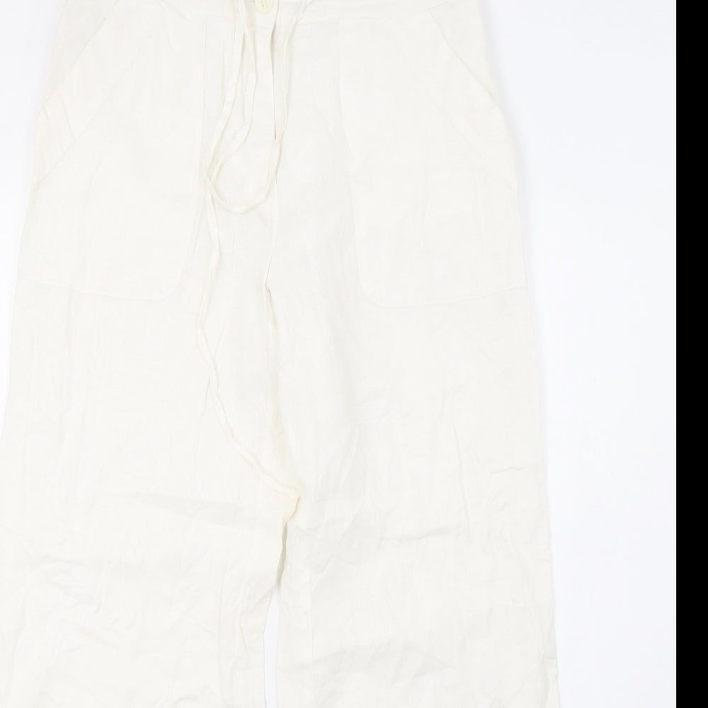 H&M Womens White   Trousers  Size 10 L28 in