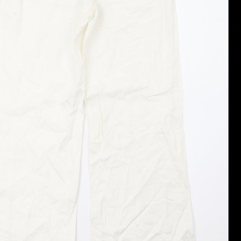 H&M Womens White   Trousers  Size 10 L28 in