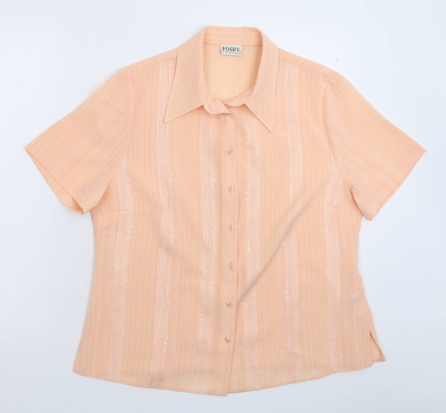 Fosby Womens Pink Striped  Basic Button-Up Size 16