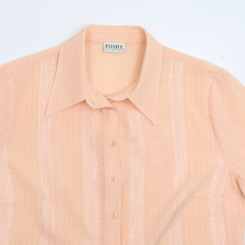 Fosby Womens Pink Striped  Basic Button-Up Size 16