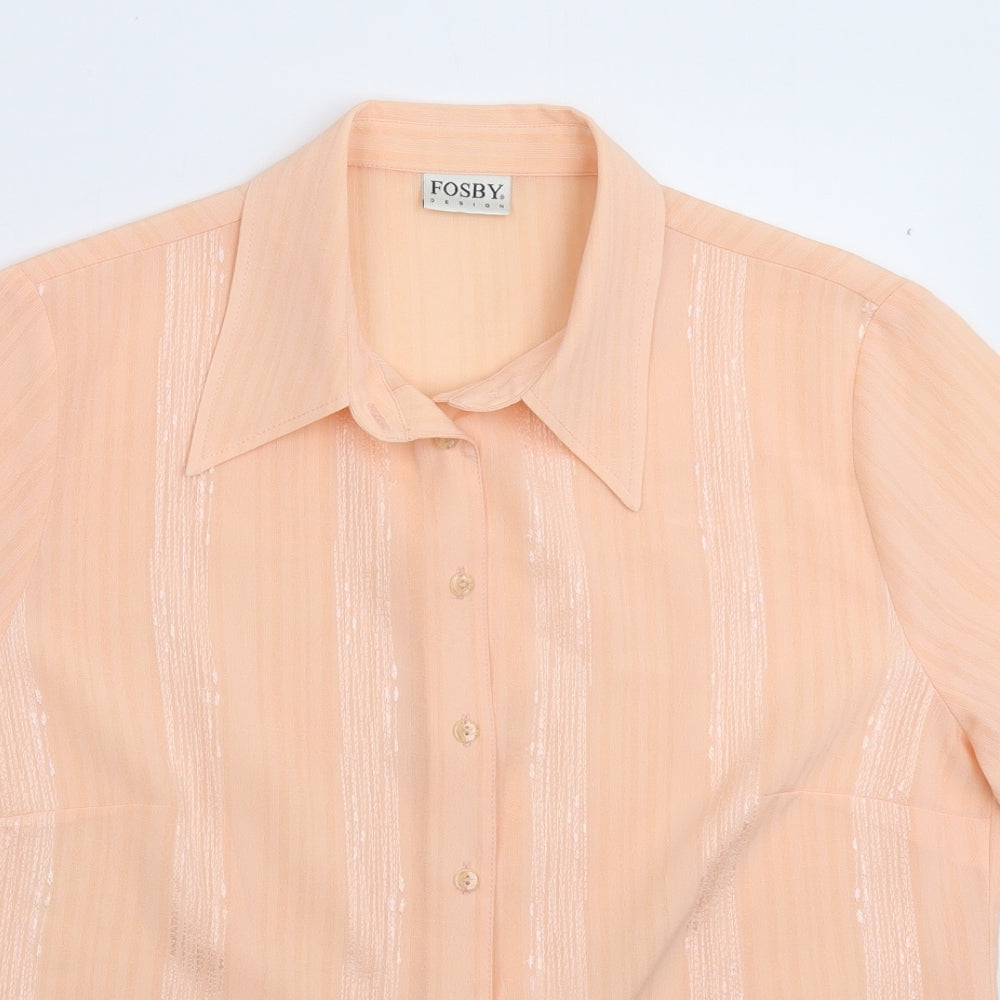 Fosby Womens Pink Striped  Basic Button-Up Size 16