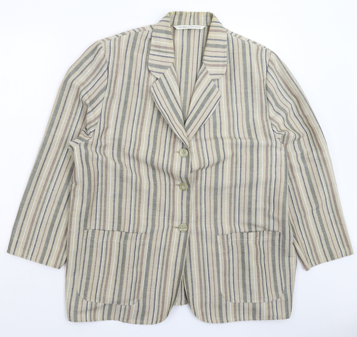 Marks and Spencer Womens Grey Striped  Jacket Blazer Size 18