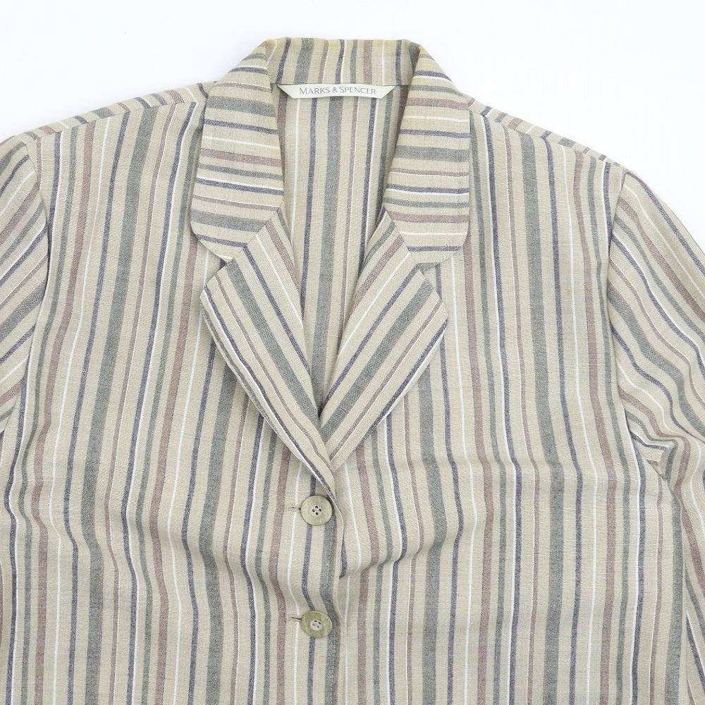 Marks and Spencer Womens Grey Striped  Jacket Blazer Size 18