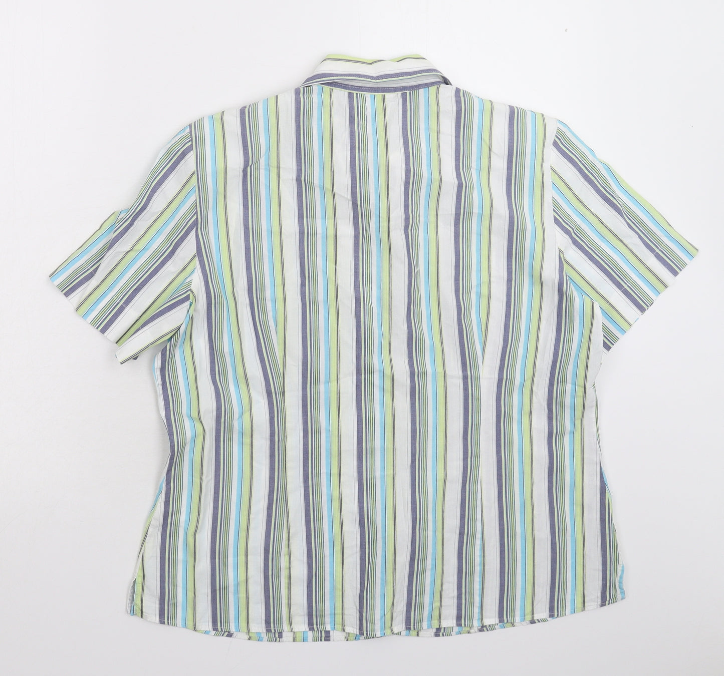FRANK WALDER Womens Multicoloured Striped  Basic Button-Up Size 18