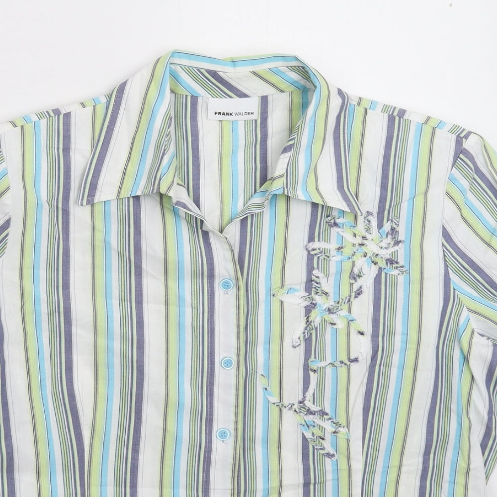 FRANK WALDER Womens Multicoloured Striped  Basic Button-Up Size 18