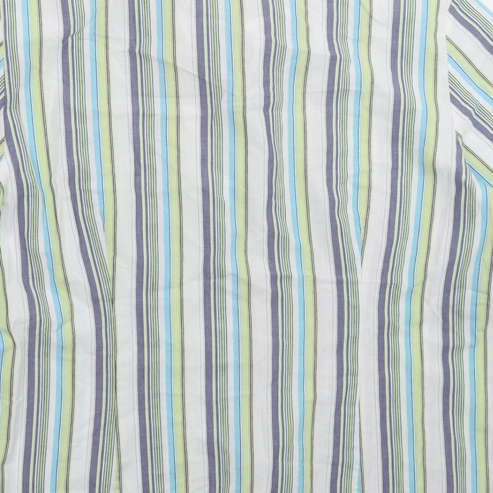 FRANK WALDER Womens Multicoloured Striped  Basic Button-Up Size 18
